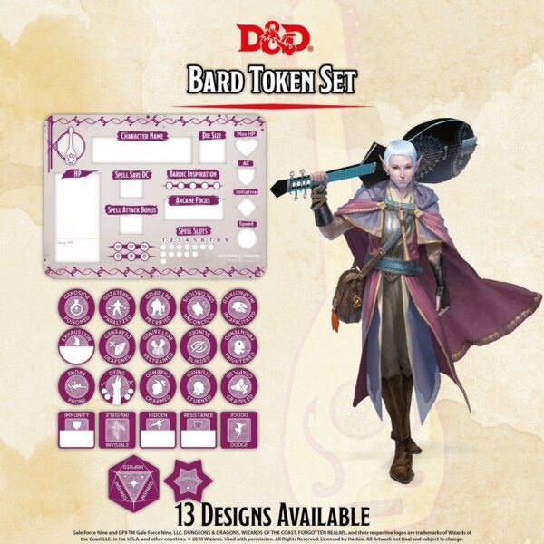 dungeons and dragons rpg 5th edition bard token set player board and 22 tokens gf972504 board game 18372 18372 y17c 68